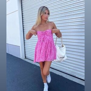 Isabelle’s Cabinet Strapless Pink and White Mini Dress